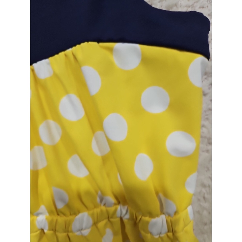 Tommy Hilfiger Sz M YELLOW/ Navy White Polka Dot Swim Dress - Picture 11 of 12